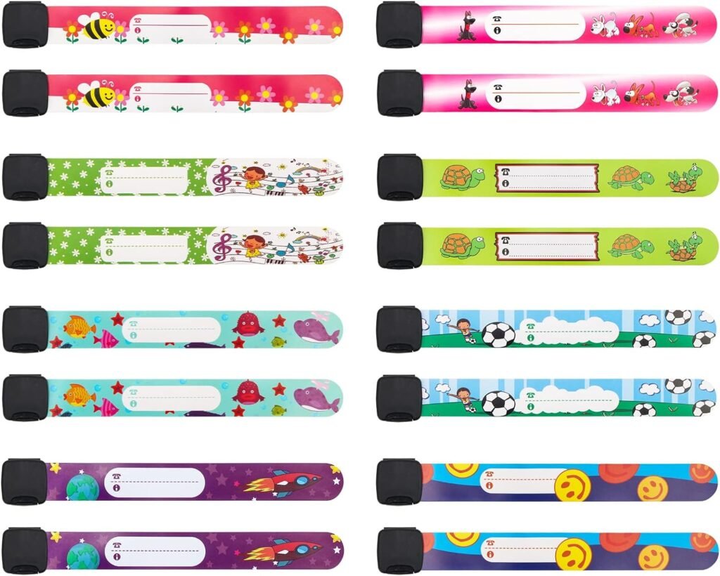 16 Pieces Child Safety ID Wristband, Pletpet Adjustable Waterproof Kids Id Bracelets, Reusable Identification Bracelet Wristbands for Boys and Girls Outdoor Activity (16 Styles) 16 Pieces Child Safety ID Wristband, Pletpet Adjustable Waterproof Kids Id Bracelets, Reusable Identification Bracelet Wristbands for Boys and Girls Outdoor Activity (16 Styles)