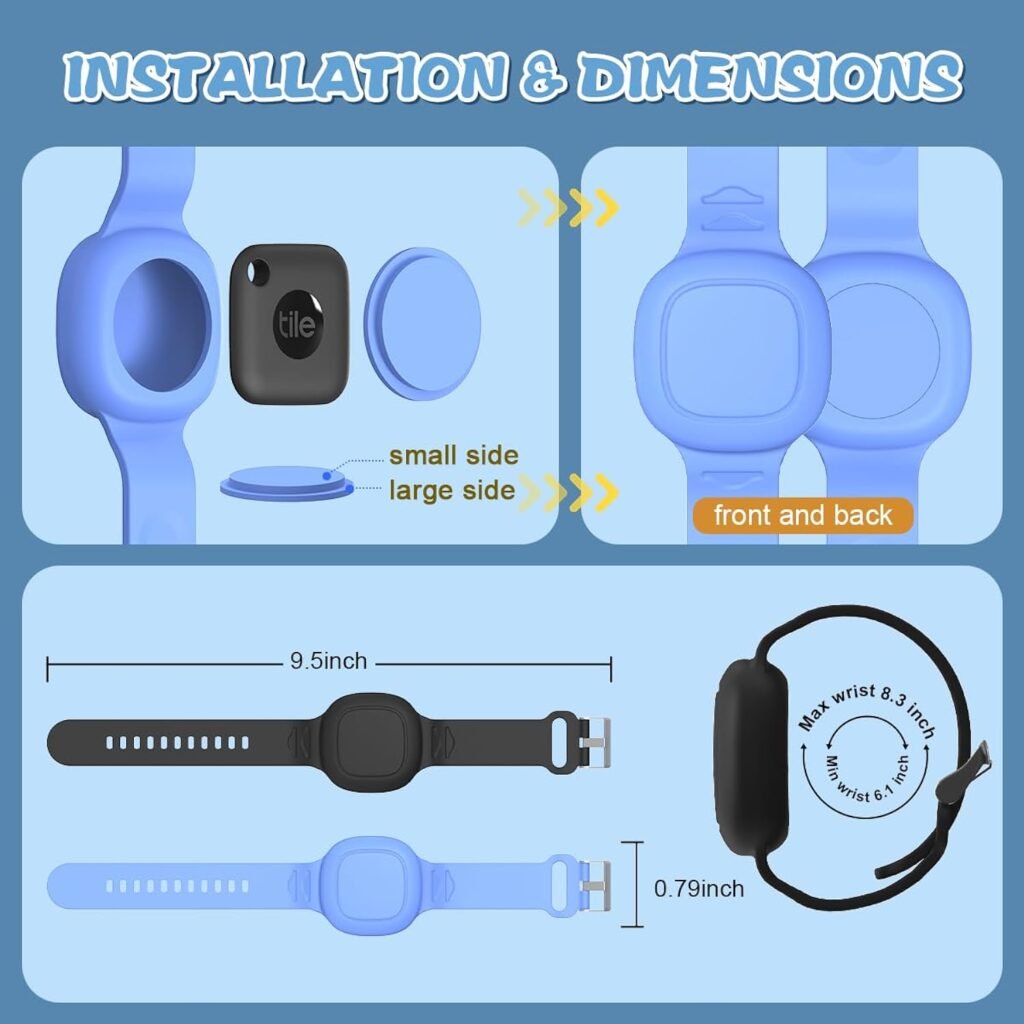 [2 Pack] Compatible for Tile Mate Bracelet Waterproof, Soft Silicone Tile Mate Wristband Holder Full Case Cover Compatible with Tile Mate (2022), Hidden Tile Mate Case for Child/Teen/Elderly