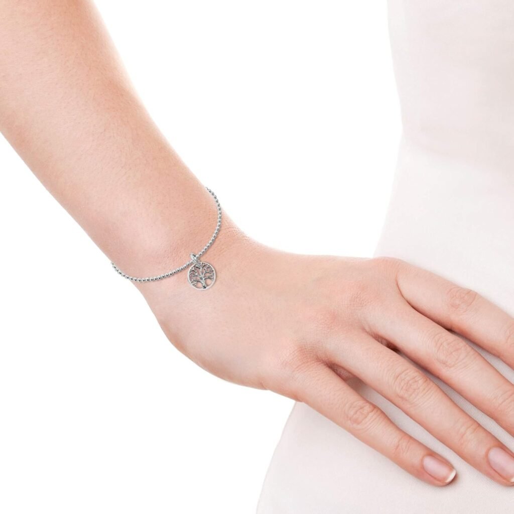 AeraVida Tree of Life Inspired Elastic .925 Sterling Silver Bead Stretch Bracelet | Meaningful Tree Bracelet for Women | Nature Inspired Bracelet for Anniversary Jewelry Gift AeraVida Tree of Life Inspired Elastic .925 Sterling Silver Bead Stretch Bracelet | Meaningful Tree Bracelet for Women | Nature Inspired Bracelet for Anniversary Jewelry Gift