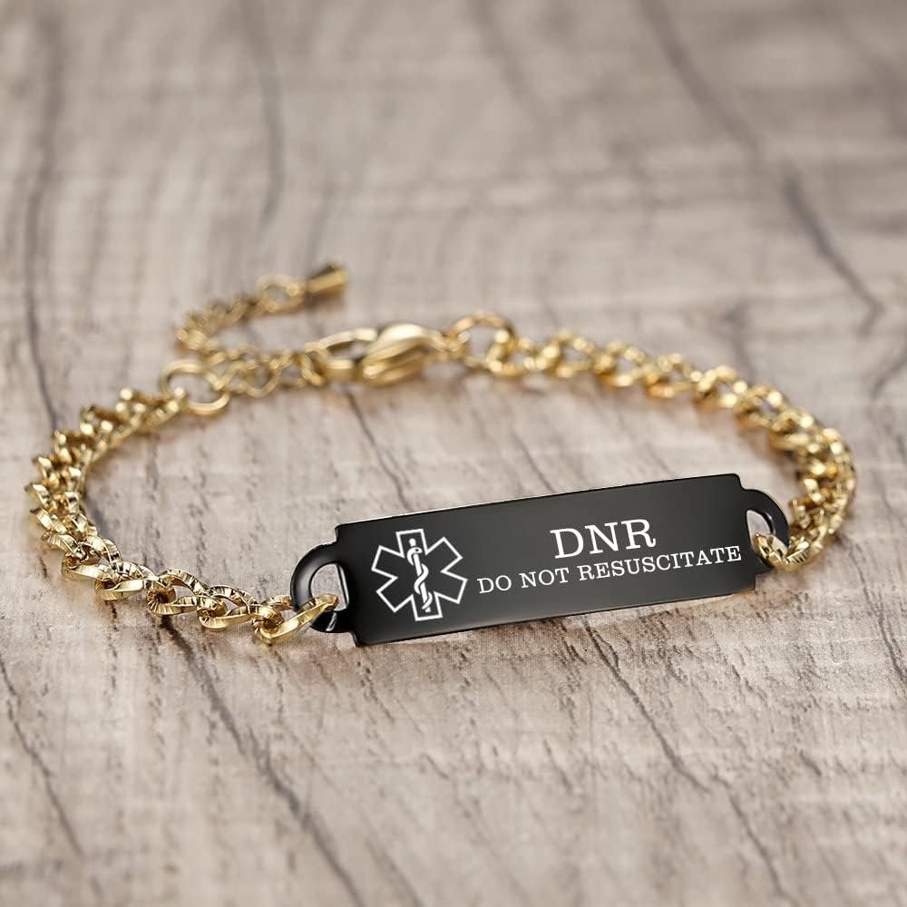 AOAMID Medical Alert Bracelets for Women Adjustable Personalized Free Engrave Medical ID Bracelets 6.5-8 Inch AOAMID Medical Alert Bracelets for Women Adjustable Personalized Free Engrave Medical ID Bracelets 6.5-8 Inch