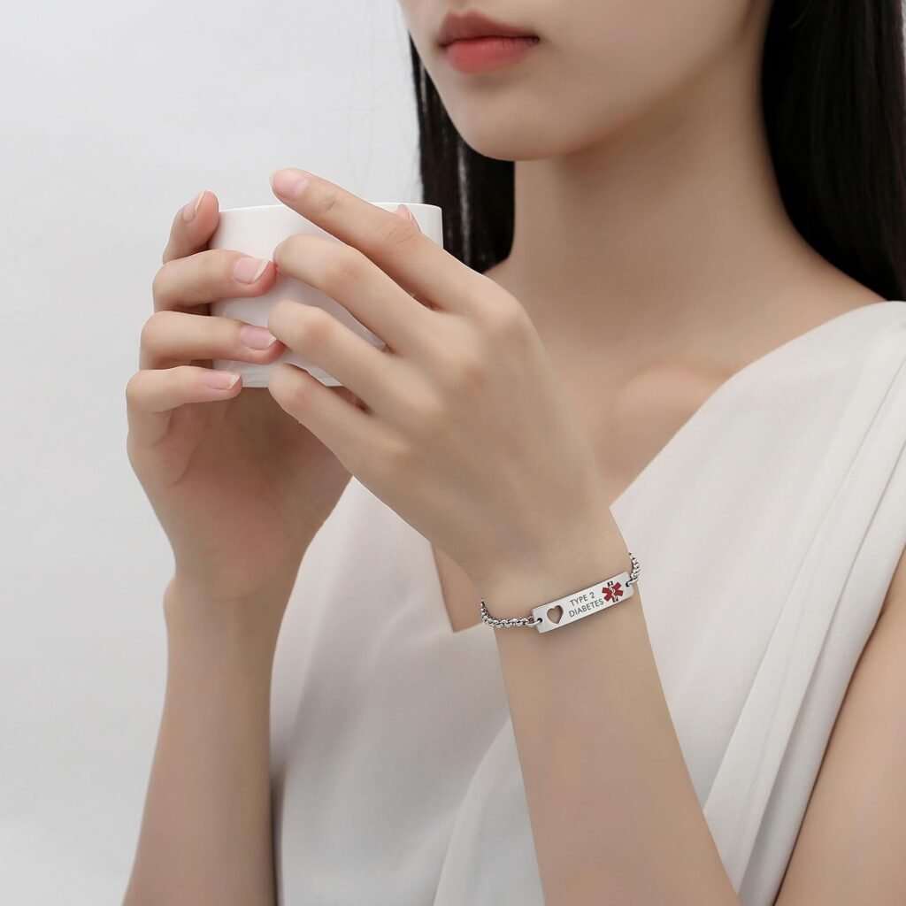 AOAMID Medical Alert Bracelets for Women Adjustable Personalized Free Engrave Medical ID Bracelets 6.5-8 Inch AOAMID Medical Alert Bracelets for Women Adjustable Personalized Free Engrave Medical ID Bracelets 6.5-8 Inch