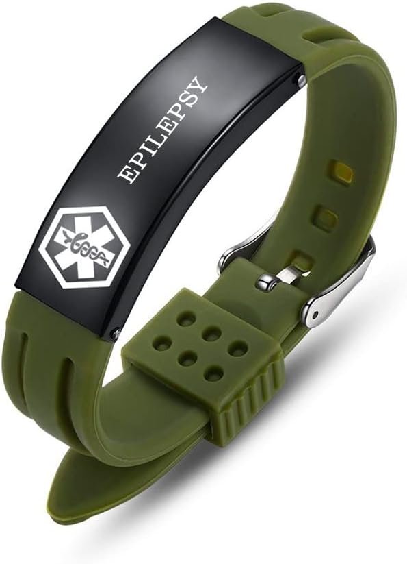 AOAMID Silicone Medical alert Bracelets for men and women Adjustable Emergency Medical Bracelets with Free Engraving