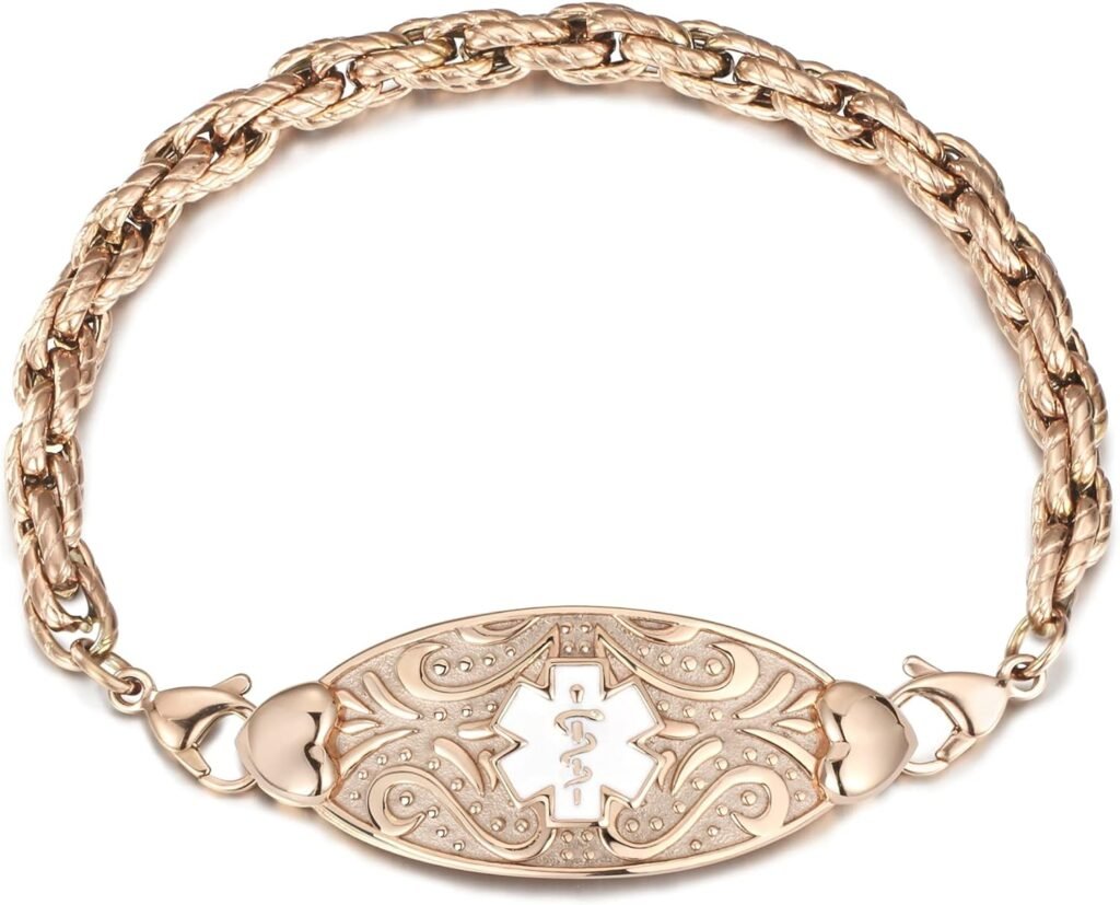 ASTERY Custom Medical Alert Bracelet for Women with Free Engraving,Personalized Emergency Identification Bracelet Waterproof Diabetic Womens Medical Alert ID Bracelet,6.0 to 9.0 Inches ASTERY Custom Medical Alert Bracelet for Women with Free Engraving,Personalized Emergency Identification Bracelet Waterproof Diabetic Womens Medical Alert ID Bracelet,6.0 to 9.0 Inches