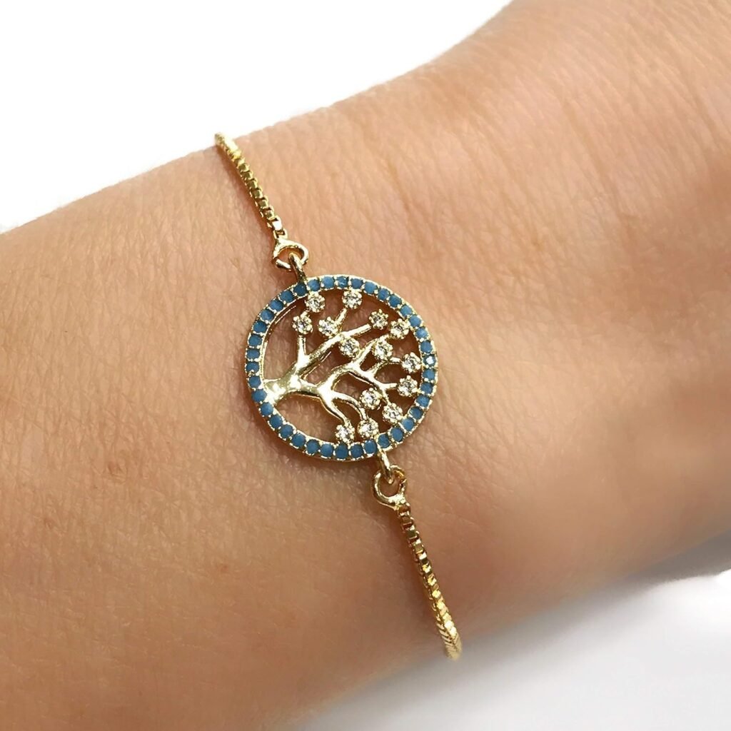 Beautiful Tree of Life Bracelet 18K Gold Plated Chain Adjustable Beautiful Tree of Life Bracelet 18K Gold Plated Chain Adjustable