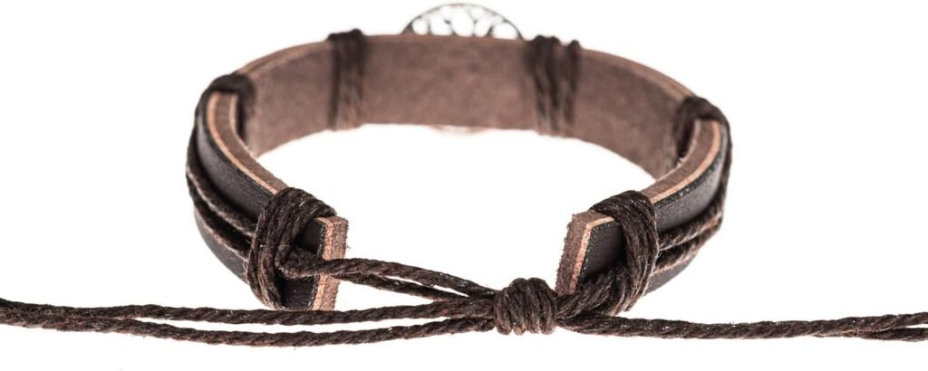 BlueRica Tree of Life on Leather and Cord Bracelet BlueRica Tree of Life on Leather and Cord Bracelet