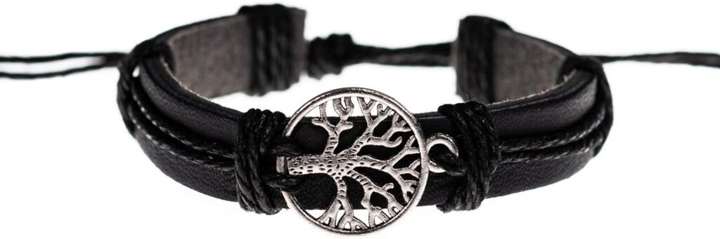 BlueRica Tree of Life on Leather and Cord Bracelet BlueRica Tree of Life on Leather and Cord Bracelet