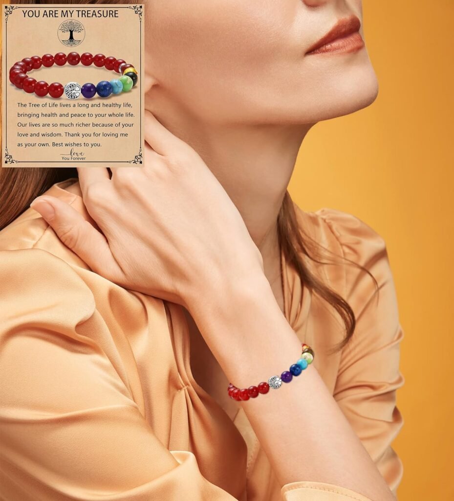 BROCC 9Pcs Tree of Life Healing Crystals Bracelet Set-7 Chakra Semi Precious Stones Beaded Bracelets Yoga Stress Relief Reiki Stretch Bracelets Stylish Jewelry Gifts for Women/Men BROCC 9Pcs Tree of Life Healing Crystals Bracelet Set-7 Chakra Semi Precious Stones Beaded Bracelets Yoga Stress Relief Reiki Stretch Bracelets Stylish Jewelry Gifts for Women/Men