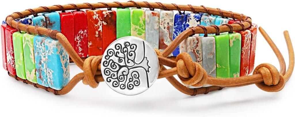 Chakra Leather Bracelet Handmade Wrap Boho Sunflower Real Stone Bracelets for Women Girls Healing Yoga Weave Friendship Jewelry Gifts Chakra Leather Bracelet Handmade Wrap Boho Sunflower Real Stone Bracelets for Women Girls Healing Yoga Weave Friendship Jewelry Gifts