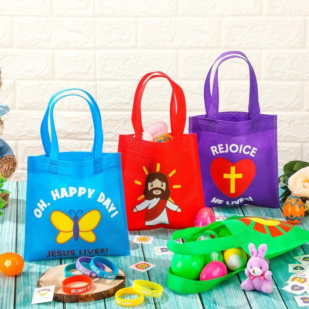 Cholemy 336 Pcs Easter Christian Party Set Bulk for Kids 48 Religious Tote Bag 48 Rubber Bracelet 240 He Lives Glitter Religious Tattoo Resurrection Cross Bible Gift for Sunday School Easter Supplies Cholemy 336 Pcs Easter Christian Party Set Bulk for Kids 48 Religious Tote Bag 48 Rubber Bracelet 240 He Lives Glitter Religious Tattoo Resurrection Cross Bible Gift for Sunday School Easter Supplies