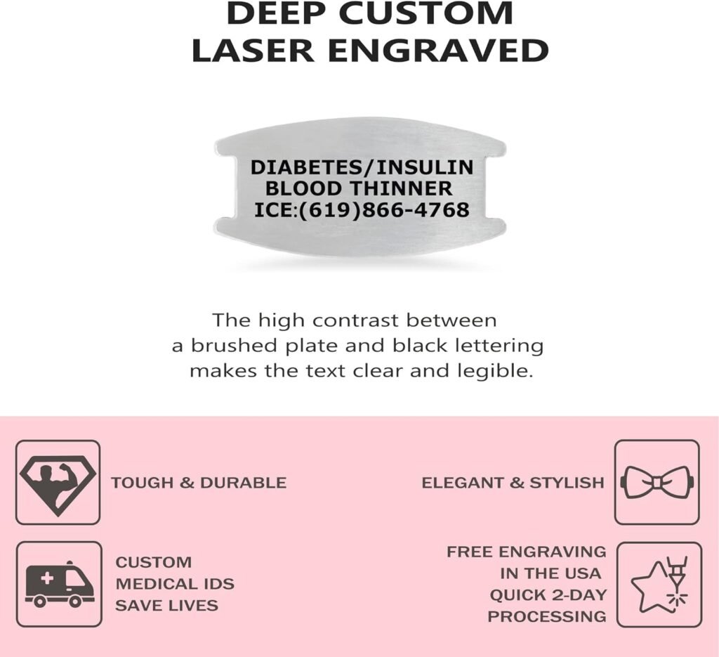 Divoti Custom Engraved Stretch Beautiful Olive Medical Alert Bracelets for Women - (Fits 6.5-7.5) Wrists – Color Divoti Custom Engraved Stretch Beautiful Olive Medical Alert Bracelets for Women - (Fits 6.5-7.5) Wrists – Color