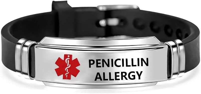 DWJSu Silicone Medical Alert ID Bracelets Adjustable Sport Emergency Waterproof ID Alert Bracelets for Women Men