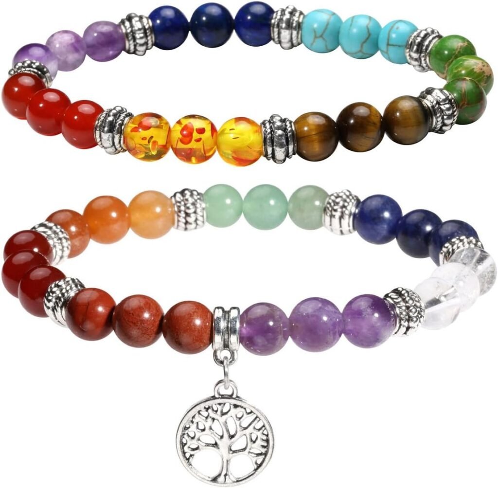 Eigso 7 Chakra Womens Reiki Healing Meditation Crystal Stone Stretch Bracelet with Lotus/Yoga/Tree/OM Symbol Sign Eigso 7 Chakra Womens Reiki Healing Meditation Crystal Stone Stretch Bracelet with Lotus/Yoga/Tree/OM Symbol Sign