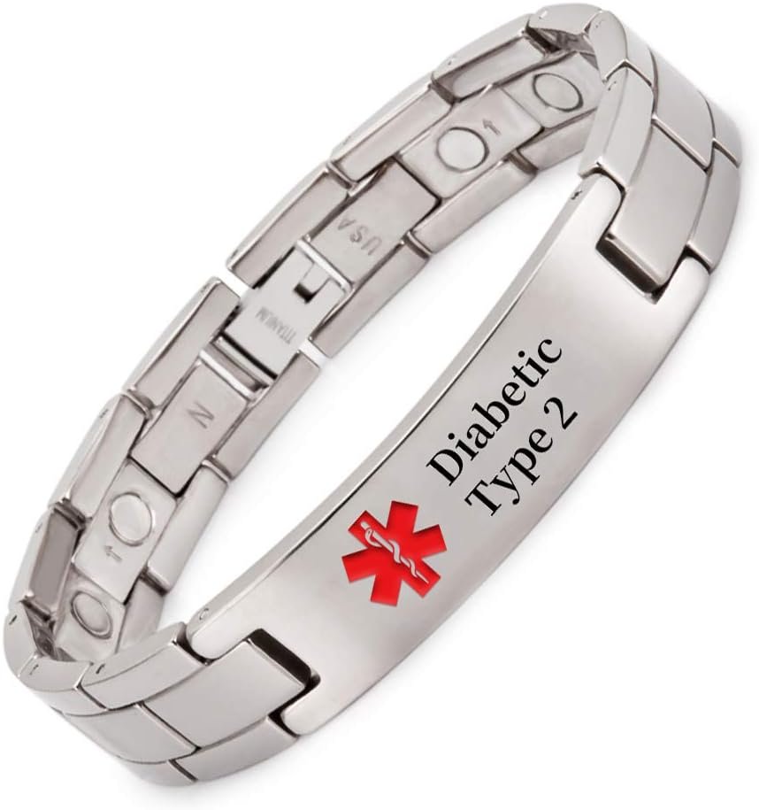 EnerMagiX Medical Id Bracelets for Men Women, Titanium Personalized Engrave Alert Id Bracelet for Type 2 Diabetes,Type 1 Diabetes, Apixaban (Type 2 Bracelets) EnerMagiX Medical Id Bracelets for Men Women, Titanium Personalized Engrave Alert Id Bracelet for Type 2 Diabetes,Type 1 Diabetes, Apixaban (Type 2 Bracelets)