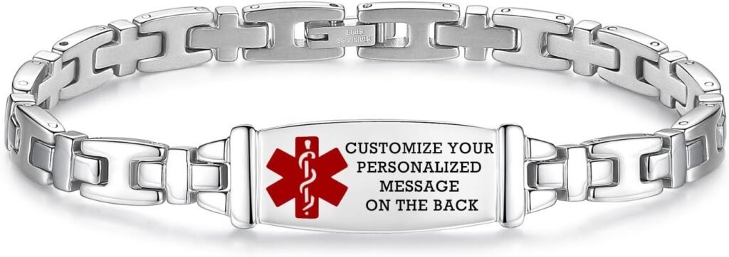 Fashion Lady Stainless steel Medical Alert id Bracelets with Free Engraving Fashion Lady Stainless steel Medical Alert id Bracelets with Free Engraving