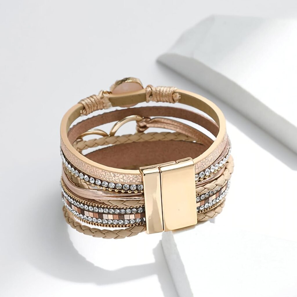 Fesciory Leopard Bracelet for Women, Boho Leather Wrap Multi-Layer Pearl Crystal Bracelet Bangle Jewelry Fesciory Leopard Bracelet for Women, Boho Leather Wrap Multi-Layer Pearl Crystal Bracelet Bangle Jewelry