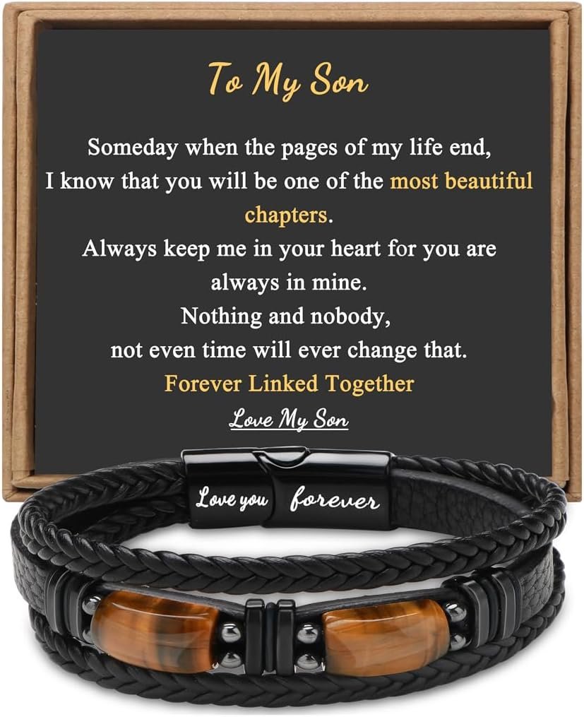 𝐔𝐧𝐢𝐪𝐮𝐞 𝐆𝐢𝐟𝐭𝐬 for Men 𝐋𝐞𝐚𝐭𝐡𝐞𝐫 𝐁𝐫𝐚𝐜𝐞𝐥𝐞𝐭 𝐟𝐨𝐫 𝐌𝐞𝐧 Dad Boyfriend Son Grandson Brother Love You Forever Tiger Eye Stone Fathers Day Birthday Anniversary Christmas Black Jewelry 7.5/8.5/9 Inches 𝐔𝐧𝐢𝐪𝐮𝐞 𝐆𝐢𝐟𝐭𝐬 for Men 𝐋𝐞𝐚𝐭𝐡𝐞𝐫 𝐁𝐫𝐚𝐜𝐞𝐥𝐞𝐭 𝐟𝐨𝐫 𝐌𝐞𝐧 Dad Boyfriend Son Grandson Brother Love You Forever Tiger Eye Stone Fathers Day Birthday Anniversary Christmas Black Jewelry 7.5/8.5/9 Inches