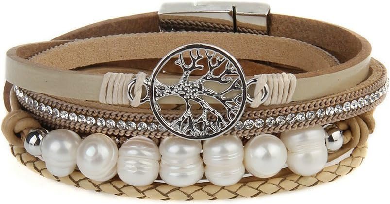 GelConnie Leather Cuff Bracelet Baroque Pearl Wrap Bracelet Gorgeous Gold Tube Bangle Magnetic Boho Bracelet Bohemian Wristband Jewelry Gift for Women Teen Girls Wife Sister GelConnie Leather Cuff Bracelet Baroque Pearl Wrap Bracelet Gorgeous Gold Tube Bangle Magnetic Boho Bracelet Bohemian Wristband Jewelry Gift for Women Teen Girls Wife Sister