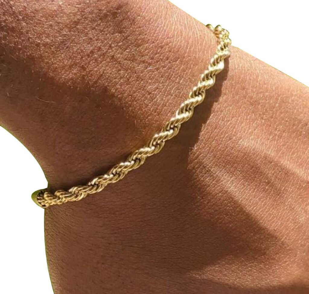 Handmade Gold Plated Cuff Chain Bracelet For Men and Women - Italian Men Gold Filled Rope 4mm Bracelet Life Time Warranty- Jewelry for Him - Christmas Gift Handmade Gold Plated Cuff Chain Bracelet For Men and Women - Italian Men Gold Filled Rope 4mm Bracelet Life Time Warranty- Jewelry for Him - Christmas Gift