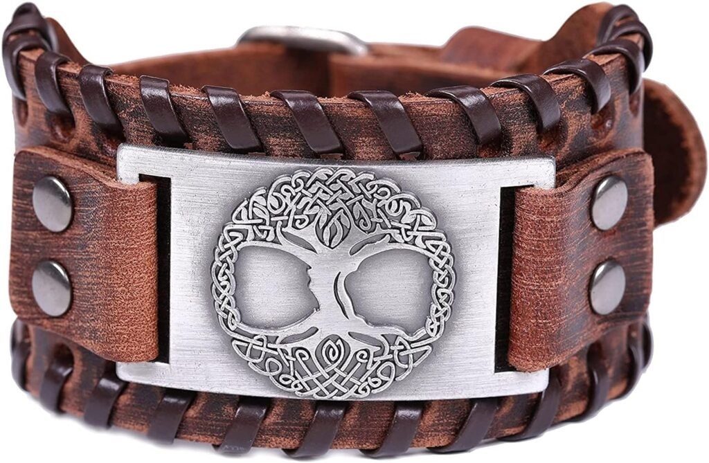 HAQUIL Viking Wiccan Egytian Black Brown Wide Leather Wristband Bracelet Ancient Medieval Jewelry Gift for Men HAQUIL Viking Wiccan Egytian Black Brown Wide Leather Wristband Bracelet Ancient Medieval Jewelry Gift for Men