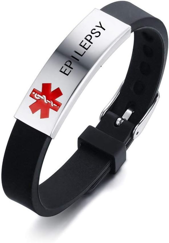 HEABY Medical Alert ID Bracelet Laser Engraved EPILEPSY Adjustable Wristband for Men Women Emergency First Aid HEABY Medical Alert ID Bracelet Laser Engraved EPILEPSY Adjustable Wristband for Men Women Emergency First Aid