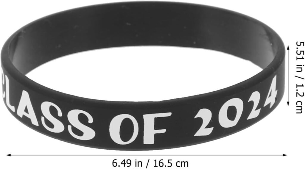 HOODANCOS 50pcs Graduation Wristband Silicone Class of 2024 Graduation Bracelet Portable Wristband Party Supply for Graduating in High School College University Present