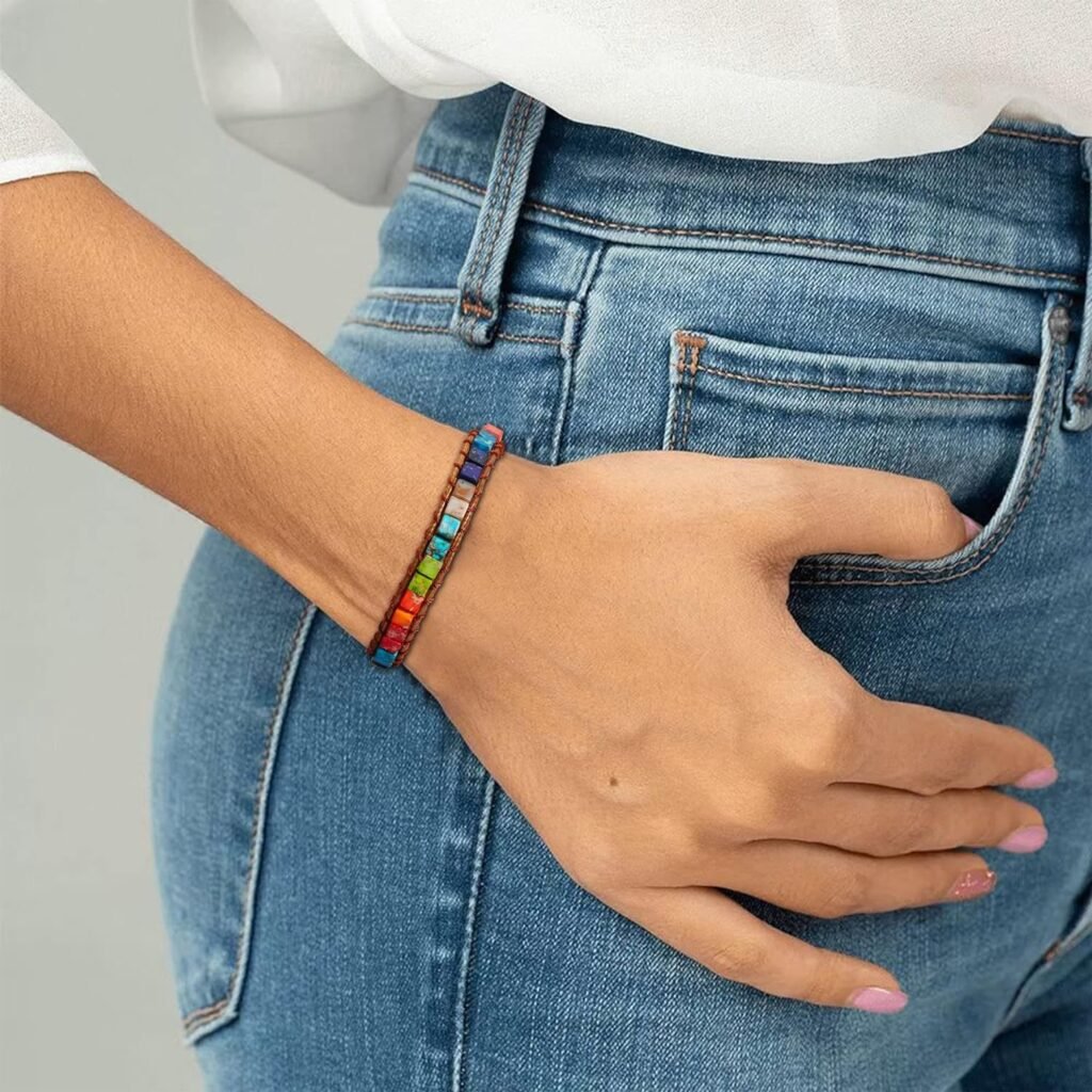 HZDK 7 Chakra Stone Bracelets for Women,Handmade Healing Crystal Jasper Beads Bracelet with Tree of Life Button Women Jewelry Gifts HZDK 7 Chakra Stone Bracelets for Women,Handmade Healing Crystal Jasper Beads Bracelet with Tree of Life Button Women Jewelry Gifts