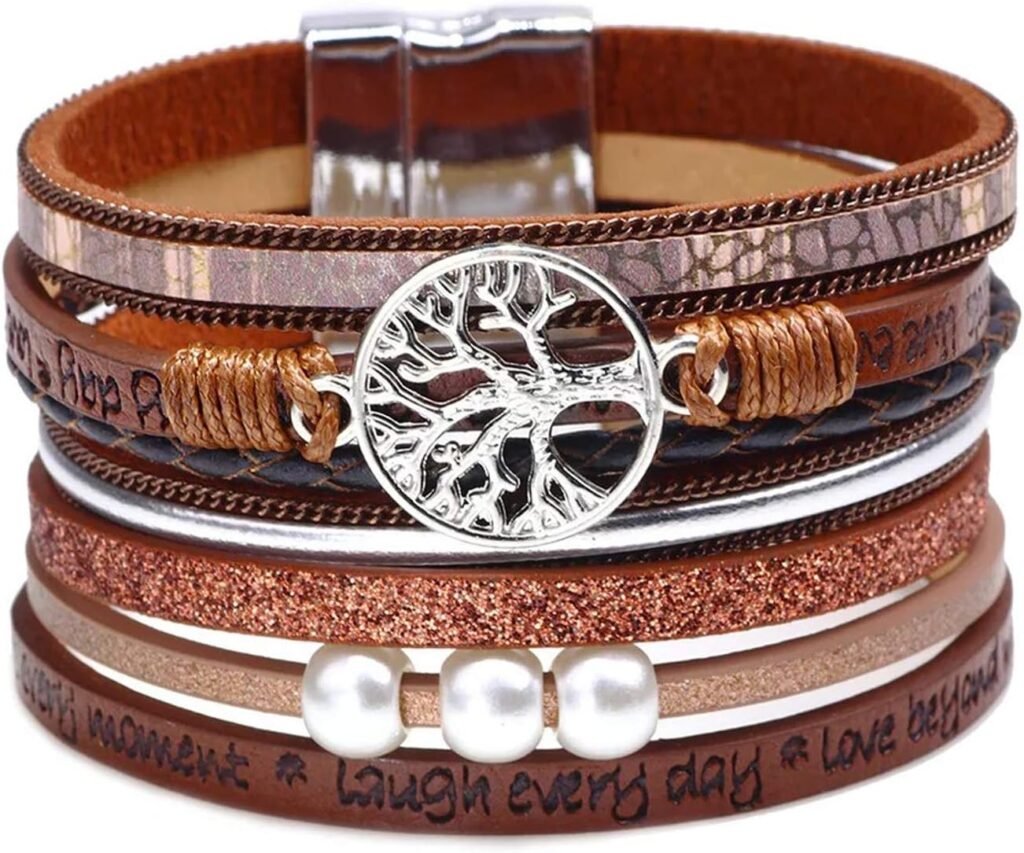Inspirational Tree of Life Leather Bracelets for Women Boho Jewelry Gifts for Women Wristbands Cuff Bracelet Inspirational Tree of Life Leather Bracelets for Women Boho Jewelry Gifts for Women Wristbands Cuff Bracelet