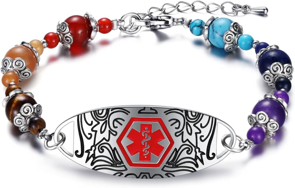 JF.JEWELRY Medical Alert ID Bracelet for Women | Personalized Custom Natural Stone Beads Medical Bangle Bracelets, Free Engraving Adjustable (7.5+1.5 Inch) JF.JEWELRY Medical Alert ID Bracelet for Women | Personalized Custom Natural Stone Beads Medical Bangle Bracelets, Free Engraving Adjustable (7.5+1.5 Inch)