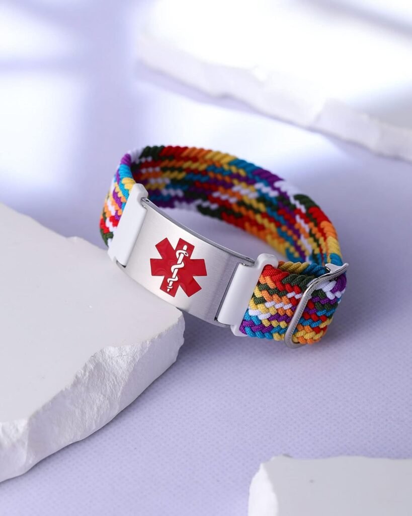 JFJEWER Medical Alert Bracelets for Women Men Girls Boys, Personalized Custom Medical ID Bracelet with Nylon braided Elastic Wristband, Emergency Medic Alert ID Bracelet, Free Engraving JFJEWER Medical Alert Bracelets for Women Men Girls Boys, Personalized Custom Medical ID Bracelet with Nylon braided Elastic Wristband, Emergency Medic Alert ID Bracelet, Free Engraving