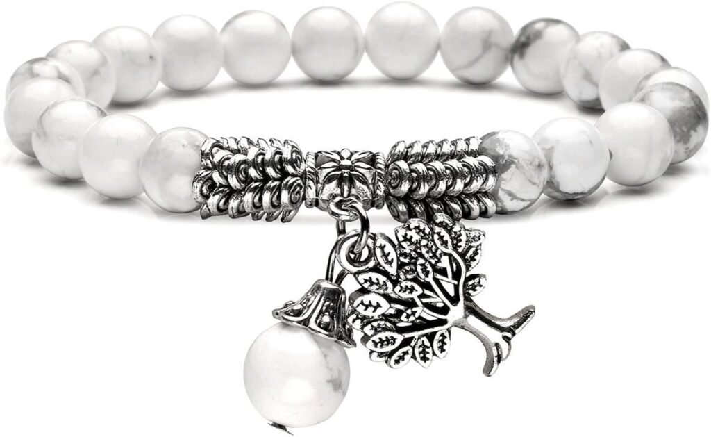 Jovivi 8MM Purple Amethyst Natural Gemstone Tree of Life Lucky Charm Stretch Bracelet Jovivi 8MM Purple Amethyst Natural Gemstone Tree of Life Lucky Charm Stretch Bracelet