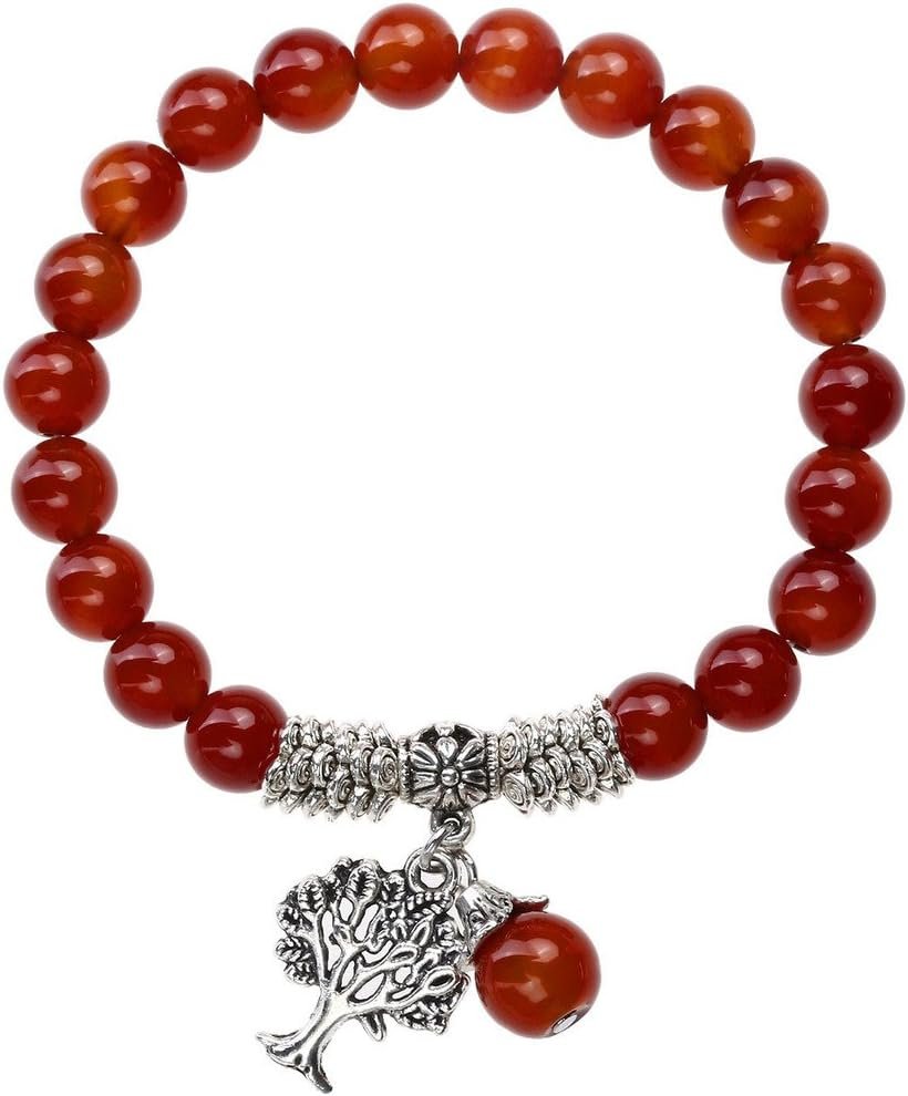 Jovivi 8MM Purple Amethyst Natural Gemstone Tree of Life Lucky Charm Stretch Bracelet Jovivi 8MM Purple Amethyst Natural Gemstone Tree of Life Lucky Charm Stretch Bracelet