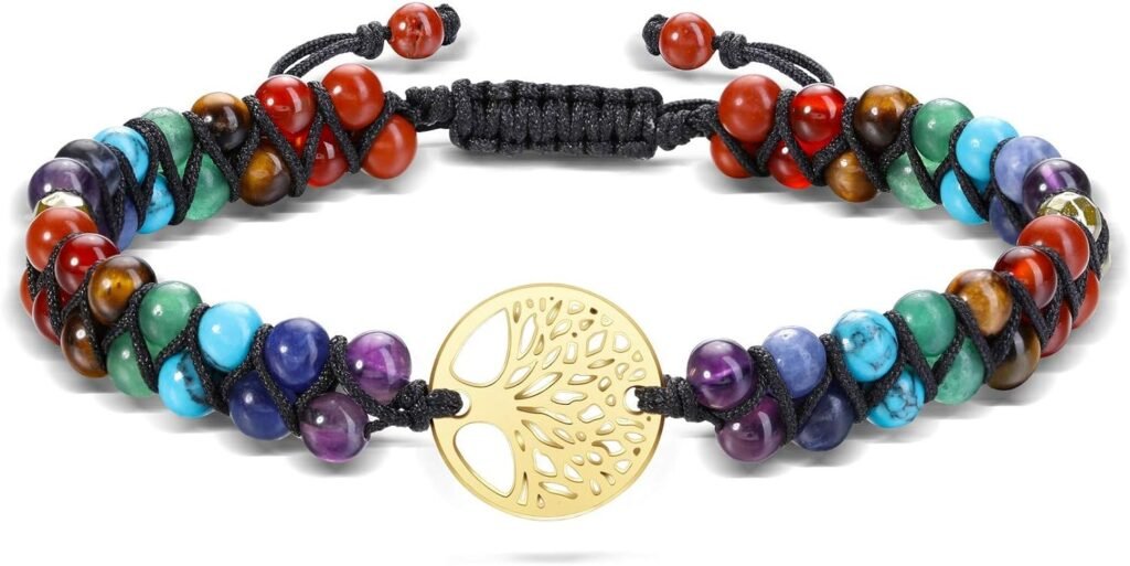 Jovivi Chakra Bead Bracelets for Women Men - 6mm Natural 7 Chakra Healing Crystal Tree Life Stretch Bracelet with Real Stones Anxiety Meditation Yoga Gemstone Jewelry Jovivi Chakra Bead Bracelets for Women Men - 6mm Natural 7 Chakra Healing Crystal Tree Life Stretch Bracelet with Real Stones Anxiety Meditation Yoga Gemstone Jewelry