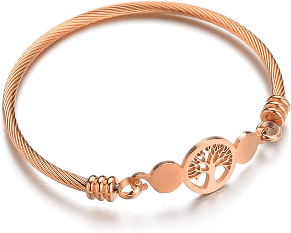 Jude Jewelers Stainless Steel Cable Wire Tree of Life Charm Bracelet Bangle Jude Jewelers Stainless Steel Cable Wire Tree of Life Charm Bracelet Bangle