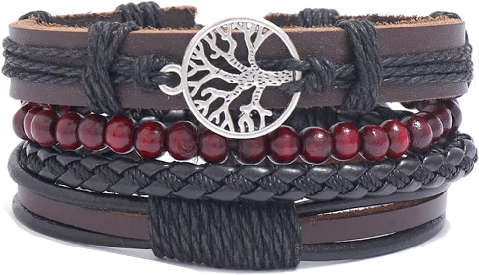 kelistom Genuine Leather Bracelet for Men Women Teen Boys Girls, Handmade Braided Link Charm Bracelets Wristbands Gothic Adjustable Wrap Bracelet kelistom Genuine Leather Bracelet for Men Women Teen Boys Girls, Handmade Braided Link Charm Bracelets Wristbands Gothic Adjustable Wrap Bracelet