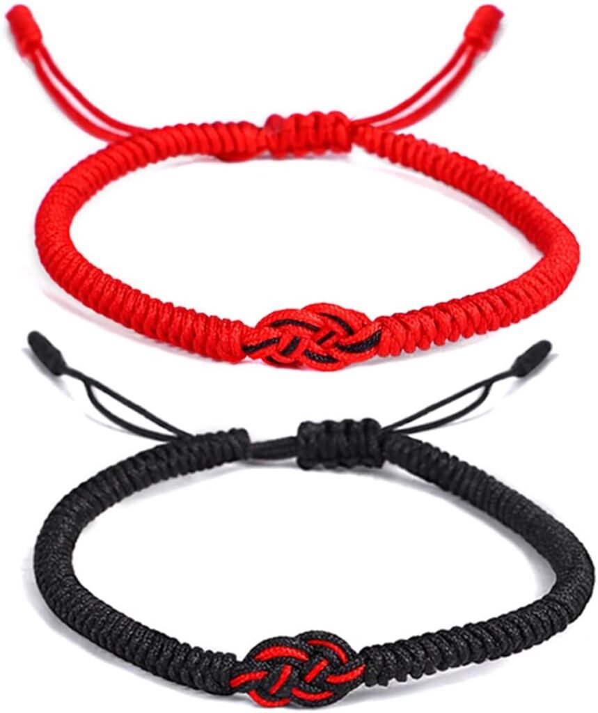 kelistom Handmade Buddhist String Bracelets for Women Men Boys Girls, Tibetan Adjustable Woven Rope Bracelet for Protection and Luck, Red and Black, 2or 6 pcs/set kelistom Handmade Buddhist String Bracelets for Women Men Boys Girls, Tibetan Adjustable Woven Rope Bracelet for Protection and Luck, Red and Black, 2or 6 pcs/set