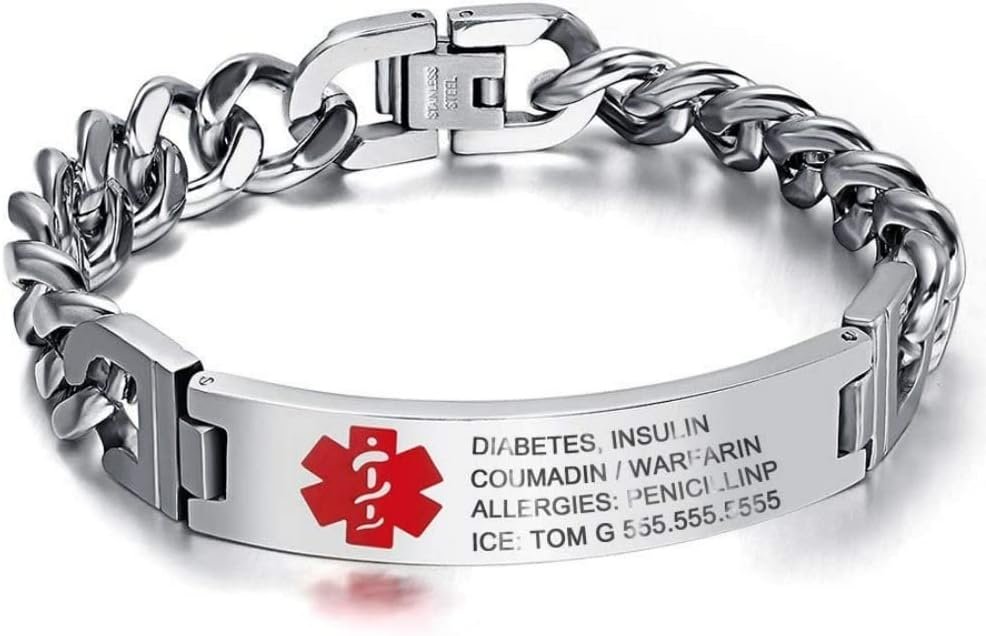 Lam Hub Fong Emergency Medical Alert Bracelets for Women Men Free Engrave Medical ID Bracelets 7.5 to 9.5 Inches Non Tarnish Titanium Steel Medical Alert ID Bracelet for Women Men Lam Hub Fong Emergency Medical Alert Bracelets for Women Men Free Engrave Medical ID Bracelets 7.5 to 9.5 Inches Non Tarnish Titanium Steel Medical Alert ID Bracelet for Women Men
