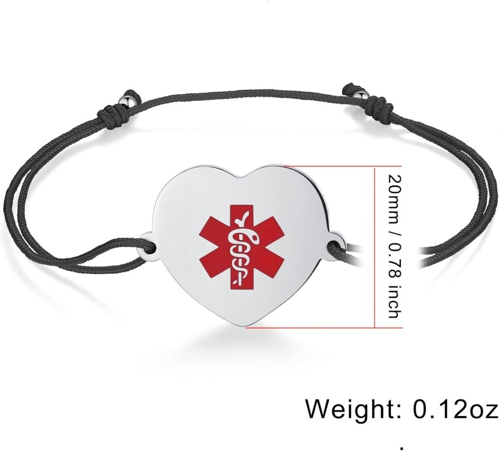 LinnaLove Medical alert Bracelets for women Adjustable Handmade Cord Diabetes bracelets Allergy bracelets LinnaLove Medical alert Bracelets for women Adjustable Handmade Cord Diabetes bracelets Allergy bracelets