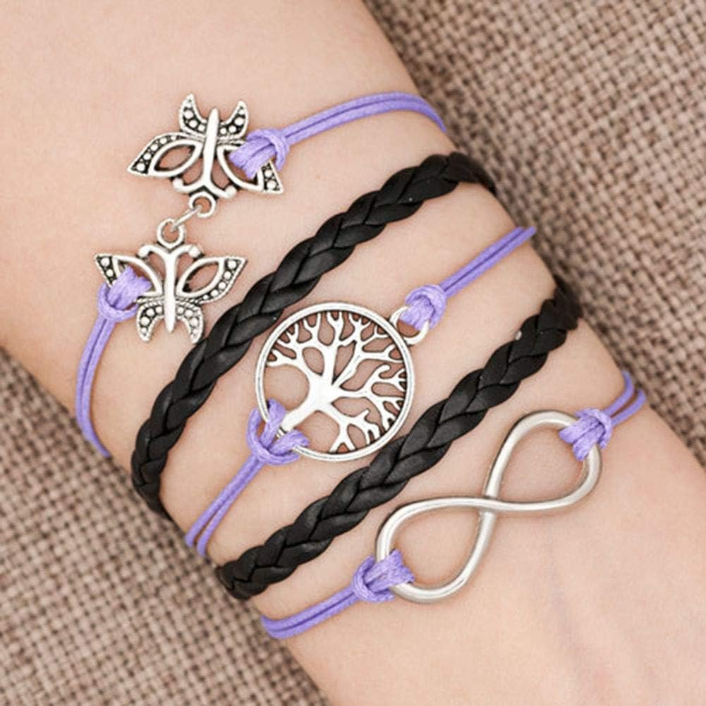 LovelyJewelry Leather Wrap Girls Butterfly Infinity Love Family Tree of Life Rope Wristband Bracelets LovelyJewelry Leather Wrap Girls Butterfly Infinity Love Family Tree of Life Rope Wristband Bracelets