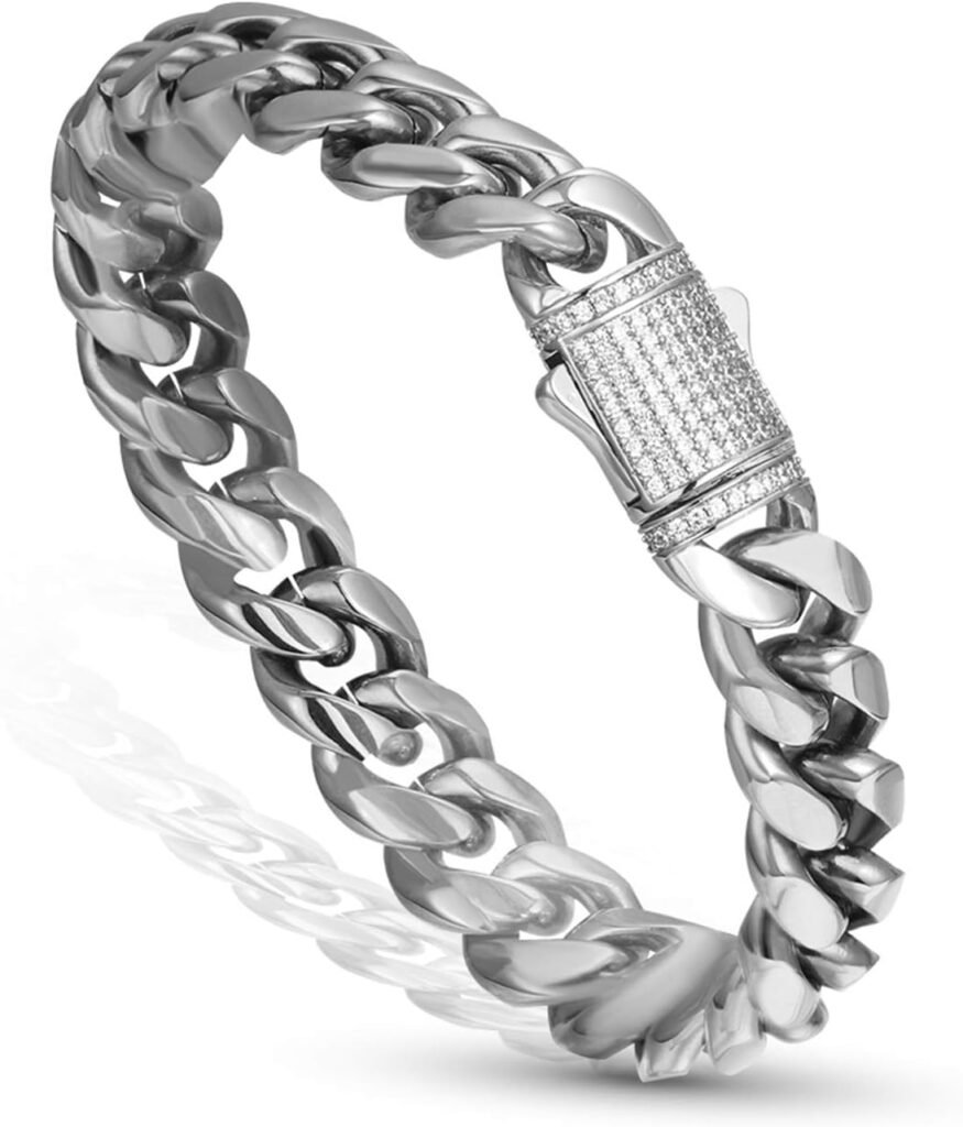 Luxfine 12mm Miami Cuban Link Bracelet 14K REAL Gold Plated Hypoallergenic Premium Stainless Steel Hip Hop Jewelry For Men Women Father Day Birthday Gift (No Color Fade, Double-sided Iced Out Clasp) Luxfine 12mm Miami Cuban Link Bracelet 14K REAL Gold Plated Hypoallergenic Premium Stainless Steel Hip Hop Jewelry For Men Women Father Day Birthday Gift (No Color Fade, Double-sided Iced Out Clasp)