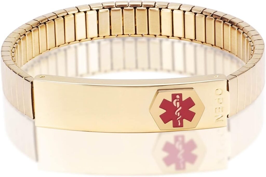 MagVIVACE Women Medical Alert ID Stainless Steel Personalized Emergency Adjustable Elastic Bracelet for Diabetes Type 1 2, Allergy, Dnr, Epilepsy, Autistic Kids MagVIVACE Women Medical Alert ID Stainless Steel Personalized Emergency Adjustable Elastic Bracelet for Diabetes Type 1 2, Allergy, Dnr, Epilepsy, Autistic Kids