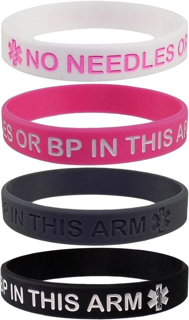 Max Petals Lymphedema Alert NO Needles OR BP This ARM Silicone Bracelet Wristbands