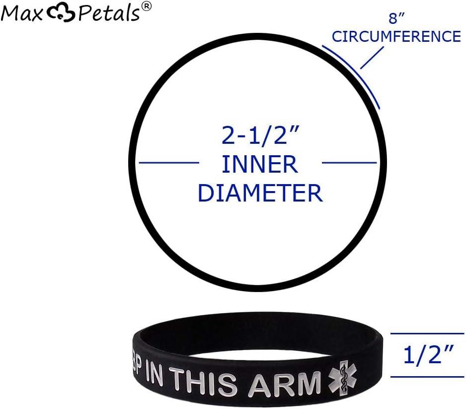 Max Petals Lymphedema Alert NO Needles OR BP This ARM Silicone Bracelet Wristbands