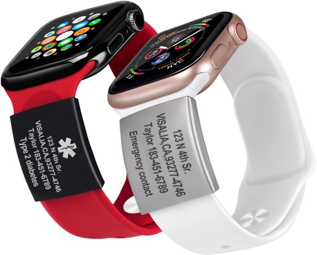 Medical Alert Tag for Apple Watch, Wristband Medical Tag, Laser Engraved Safety Plate for Watch Band, Fitness ID Tag for Sport Smartwatch Medical Alert Tag for Apple Watch, Wristband Medical Tag, Laser Engraved Safety Plate for Watch Band, Fitness ID Tag for Sport Smartwatch