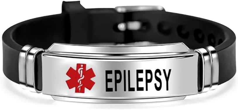 NanMuc Red Medical Alert ID Bracelet Emergency First Aid Laser Engraved Health Alert Adjustable Silicone Wristband Bracelet