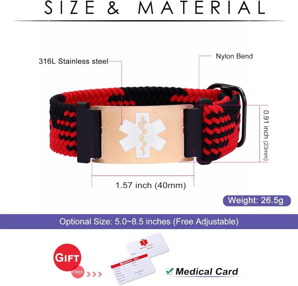 Personalized Sport Medical Alert Bracelets for Women Men - Custom Medical ID Bracelets with Free Engraving - Hook and Loop/Elastic/Stainless Steel/Silicone Watch Wristband Emergency Bracelet Personalized Sport Medical Alert Bracelets for Women Men - Custom Medical ID Bracelets with Free Engraving - Hook and Loop/Elastic/Stainless Steel/Silicone Watch Wristband Emergency Bracelet