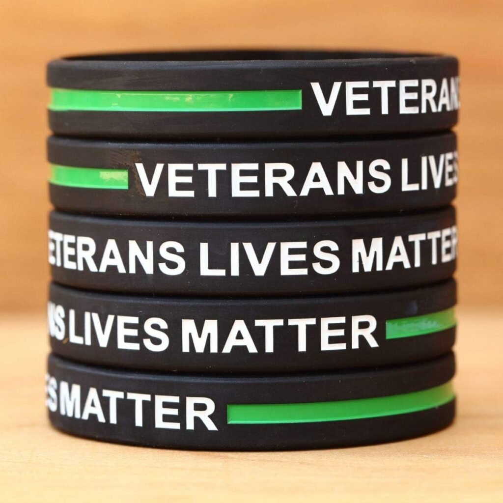 SayitBands Five (5) of Veterans Lives Matter Silicone Wristband Bracelets