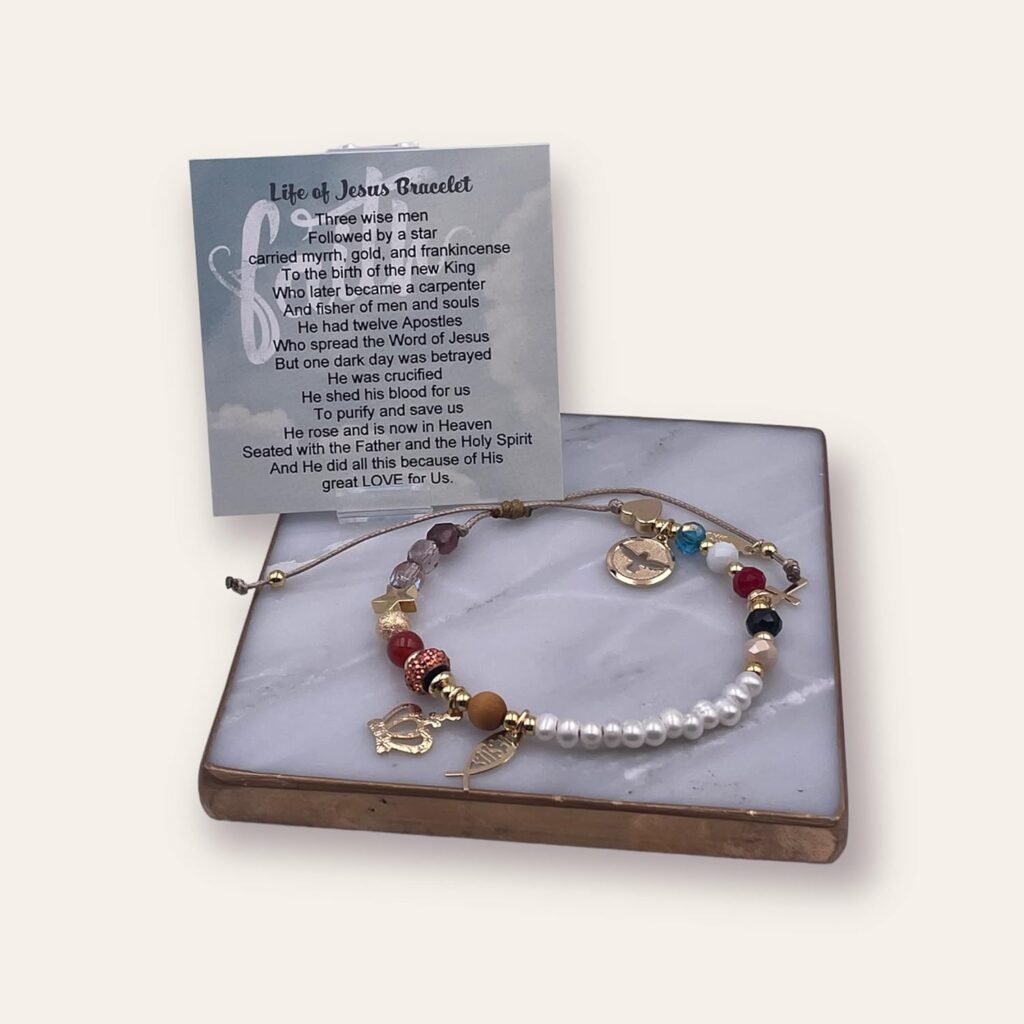 SIFRIMANIA Story of Jesus Christ Life Stretch Charms Beads Journey of Faith Handmade Bracelet for Women (Elastic) SIFRIMANIA Story of Jesus Christ Life Stretch Charms Beads Journey of Faith Handmade Bracelet for Women (Elastic)