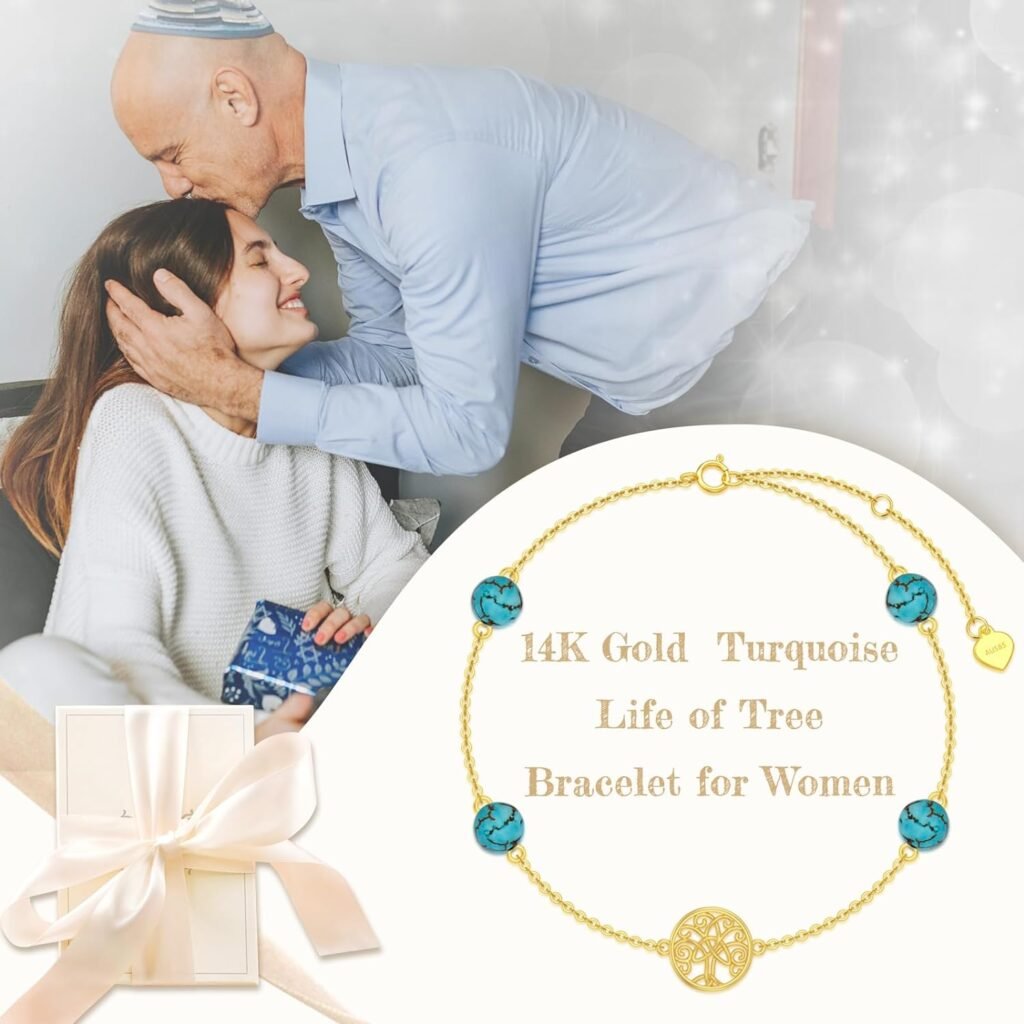 SISGEM 14K Real Gold Tree of Life Bracelet for Women,Yellow Gold Created Turquoise Beads Station Bracelets Hand Link Jewelry Anniversary Birthday Gifts for Wife Girlfriend 6.5+2 SISGEM 14K Real Gold Tree of Life Bracelet for Women,Yellow Gold Created Turquoise Beads Station Bracelets Hand Link Jewelry Anniversary Birthday Gifts for Wife Girlfriend 6.5+2