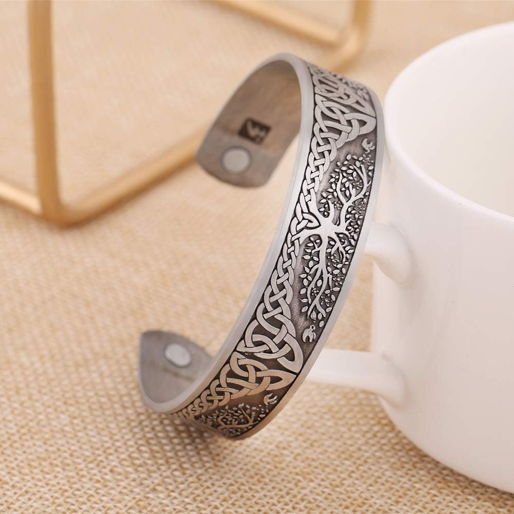 TEAMER Tree of Life Bracelet Stainless Steel Health Care Bracelet Yggdrasil Viking Celtic Knot Cuff Bangle Bracelet for Women Men TEAMER Tree of Life Bracelet Stainless Steel Health Care Bracelet Yggdrasil Viking Celtic Knot Cuff Bangle Bracelet for Women Men