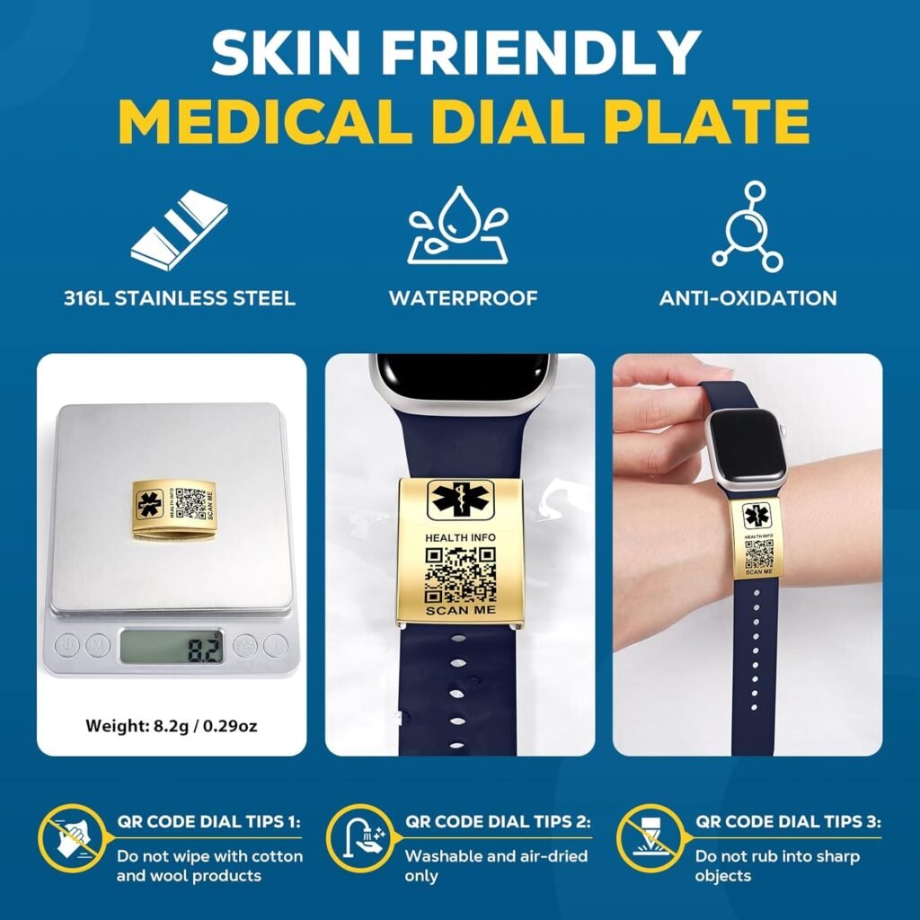 Theluckytag Medical Bracelets for Men Women with QR Code Medical Alert ID Bracelets Sport Boy Girl - Silicone Waterproof Wristband Fits Wrists Up to 9 inches - More Space Custom Emergency Medical ID Alert Information